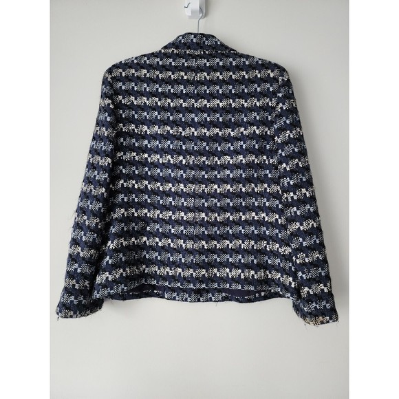 Doncaster Womens Single-Breasted Blazer Jacket Navy Blue Cotton-Silk Blend Sz 10 - Picture 3 of 9